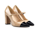 Ana - Zapatillas de Piel Beige con Negro, vista 5