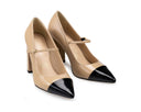 Ana - Zapatillas de Piel Beige con Negro, vista 6