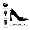 Infografía Antonella charol negro - detalles y medidas