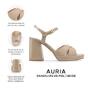 Infografía Auria beige - detalles y medidas