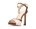 Bela - Tacones de Piel Cafés con Marfil, vista 3