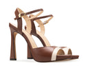 Bela - Tacones de Piel Cafés con Marfil, vista 5