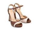 Bela - Tacones de Piel Cafés con Marfil, vista 6