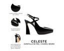 Celeste - Zapatillas de Piel Charol Negras, infografía