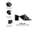 Celia - Sandalias de Piel Negras, infografía