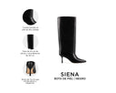 Siena bota de piel negro, infografía de características