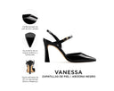 Vanessa zapatilla de piel negra, infografía de características
