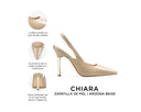Chiara zapatilla de piel beige, infografía de características
