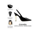 Chiara zapatilla de piel negra, infografía de características
