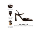 Vanessa zapatilla de piel chocolate, infografía de características