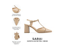 Sarai zapatilla de piel beige, infografía de características