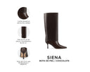 Siena bota de piel chocolate, infografía de características