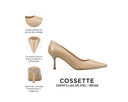 Cossette zapatilla de piel beige, infografía de características