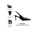 Ruth zapatilla de piel negra, infografía de características