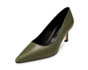 Serena zapatilla de piel verde, vista 2