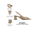 Agnes zapatilla de piel beige, infografía de características