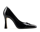 Luisa zapatilla de piel charol negra, vista 1 Coppel