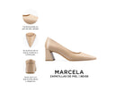 Marcela zapatilla de piel beige, infografía de características