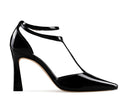 Alana zapatilla de piel charol negra, vista 4