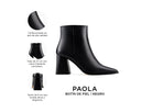 Paola botín de piel lisa negro, infografía de características