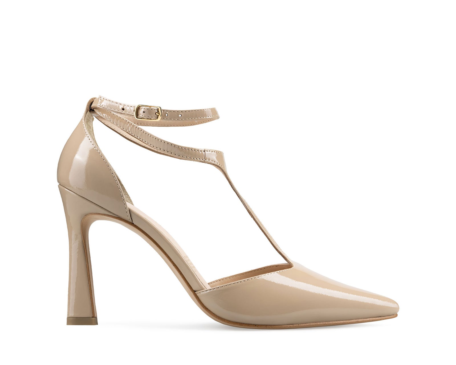 Alana zapatilla de piel charol beige, vista 1