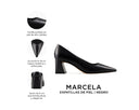 Marcela zapatilla de piel negra, infografía de características