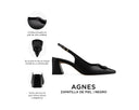 Agnes zapatilla de piel negra, infografía de características