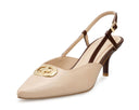Flor zapatillas de piel beige con café - vista 2