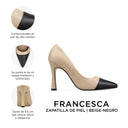Infografía Francesca beige-negro - detalles y medidas
