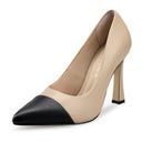 Francesca zapatilla de tacón beige con negro - vista 2