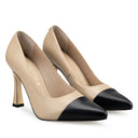 Francesca zapatilla de tacón beige con negro - vista 7
