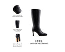 Infografía Izel negro - detalles y medidas