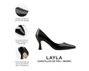 Layla - Zapatillas de Piel Negras, infografía