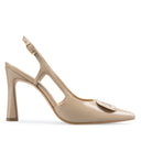 Leslie zapatilla de piel charol beige - vista 1