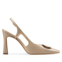 Leslie zapatilla de piel charol beige - vista 4