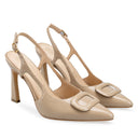 Leslie zapatilla de piel charol beige - vista 7