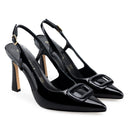 Leslie zapatilla de piel charol negro - vista 7