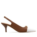 Lisa zapatilla de tacón café con blanco - vista 1