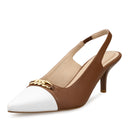 Lisa zapatilla de tacón café con blanco - vista 2