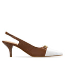 Lisa zapatilla de tacón café con blanco - vista 4