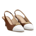 Lisa zapatilla de tacón café con blanco - vista 7