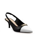 Lisa zapatilla de tacón negro con blanco - vista 2