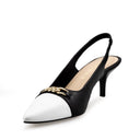 Lisa zapatilla de tacón negro con blanco - vista 3