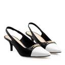 Lisa zapatilla de tacón negro con blanco - vista 5