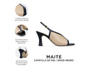 Maite - Tacones de Piel Negros con Beige, infografía