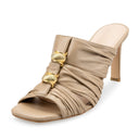 Mégara sandalia mule de piel beige - vista 2