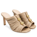Mégara sandalia mule de piel beige - vista 7