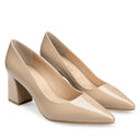 Tania zapatilla pump de piel charol beige - vista 7