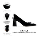 Infografía Tania negro charol - detalles y medidas