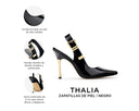 Thalia - Zapatillas de Piel Negras, infografía